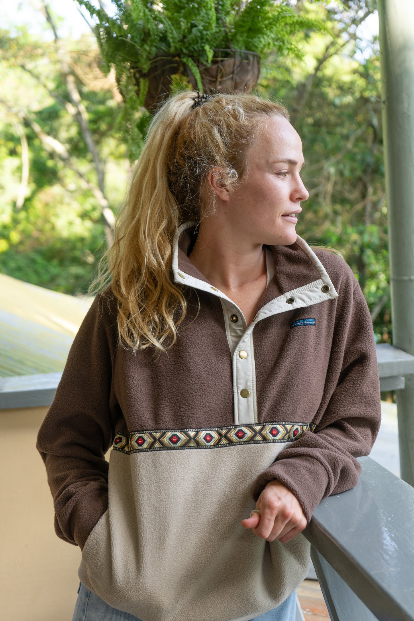 Retro popper fleece, Brown and Beige fleece jumper