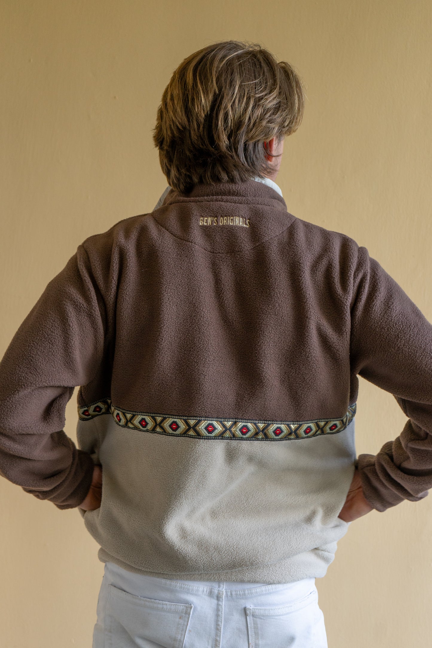 Ben's Originals Brown and Beige fleece jumper