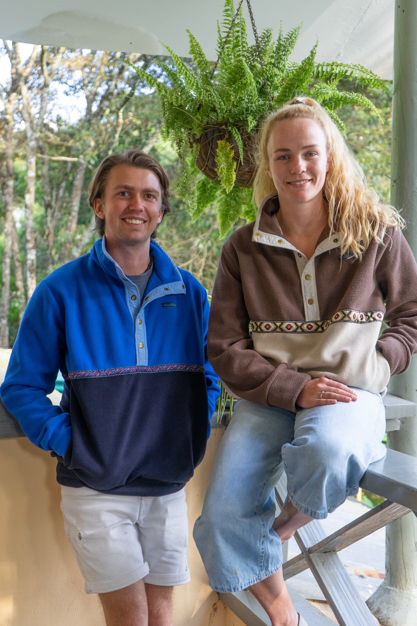 Retro fleeces with ethnic trim. Sustainably made fleeces. Ben's Originals
