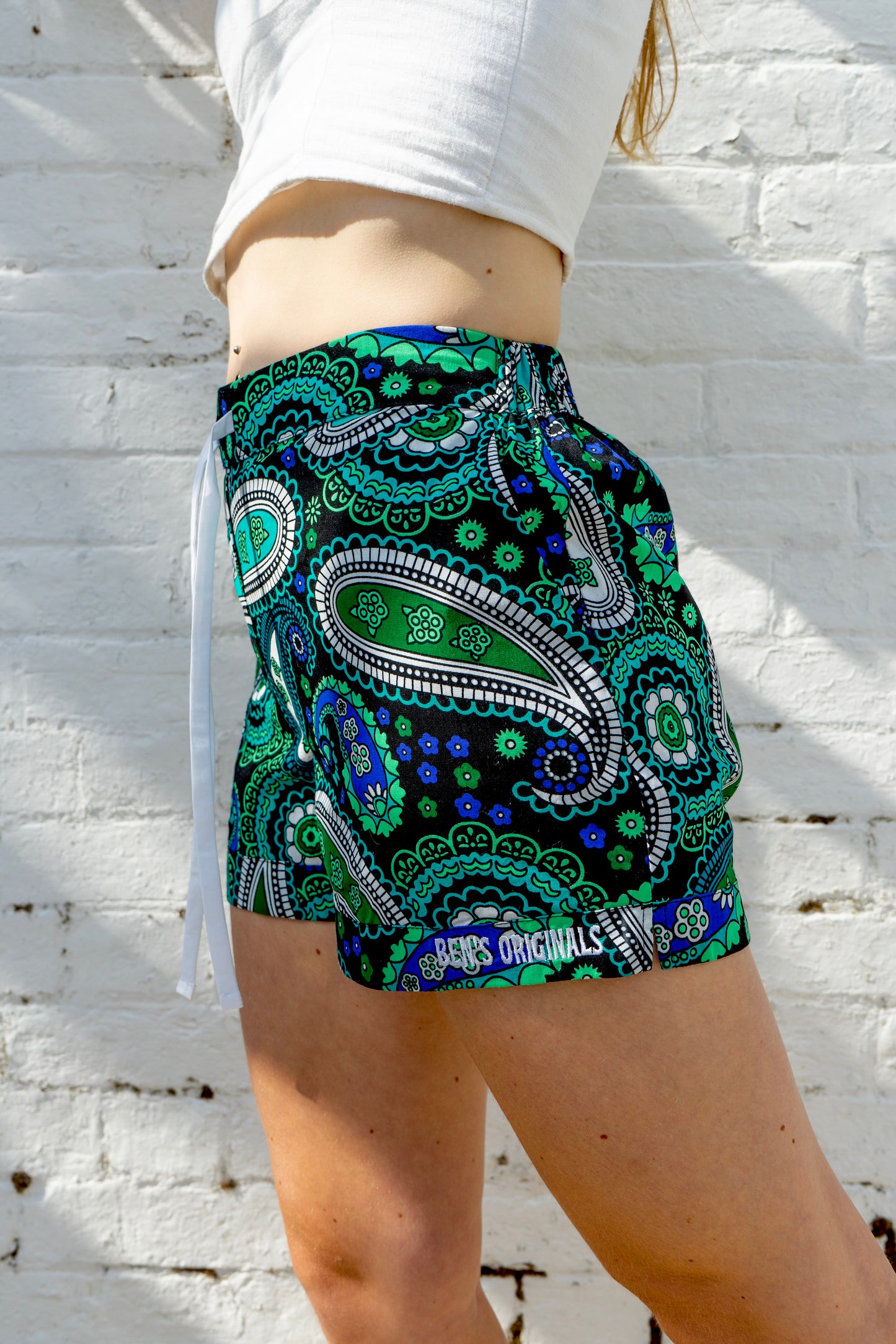 Green Paisley Short Shorts