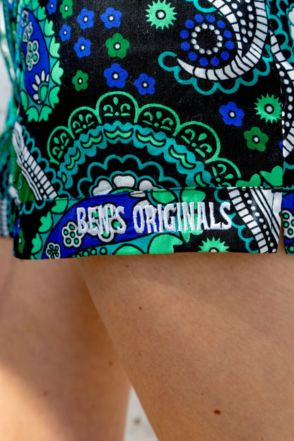 Green Paisley Short Shorts