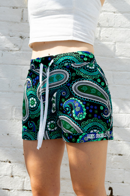 Green Paisley Short Shorts